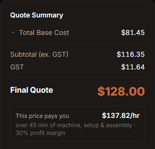 The Quote Summary card